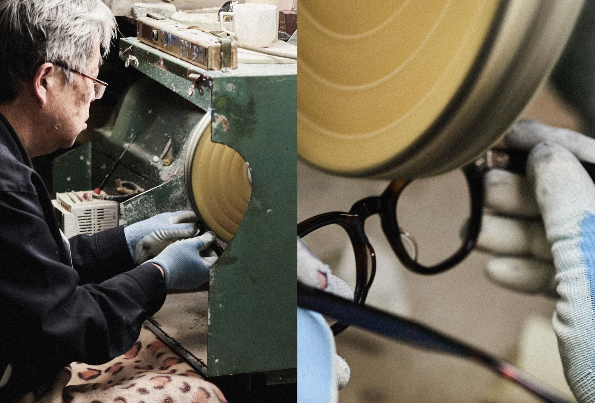 Un artigiano TVR lavora una montatura nell’atelier di Sabae, in Giappone.