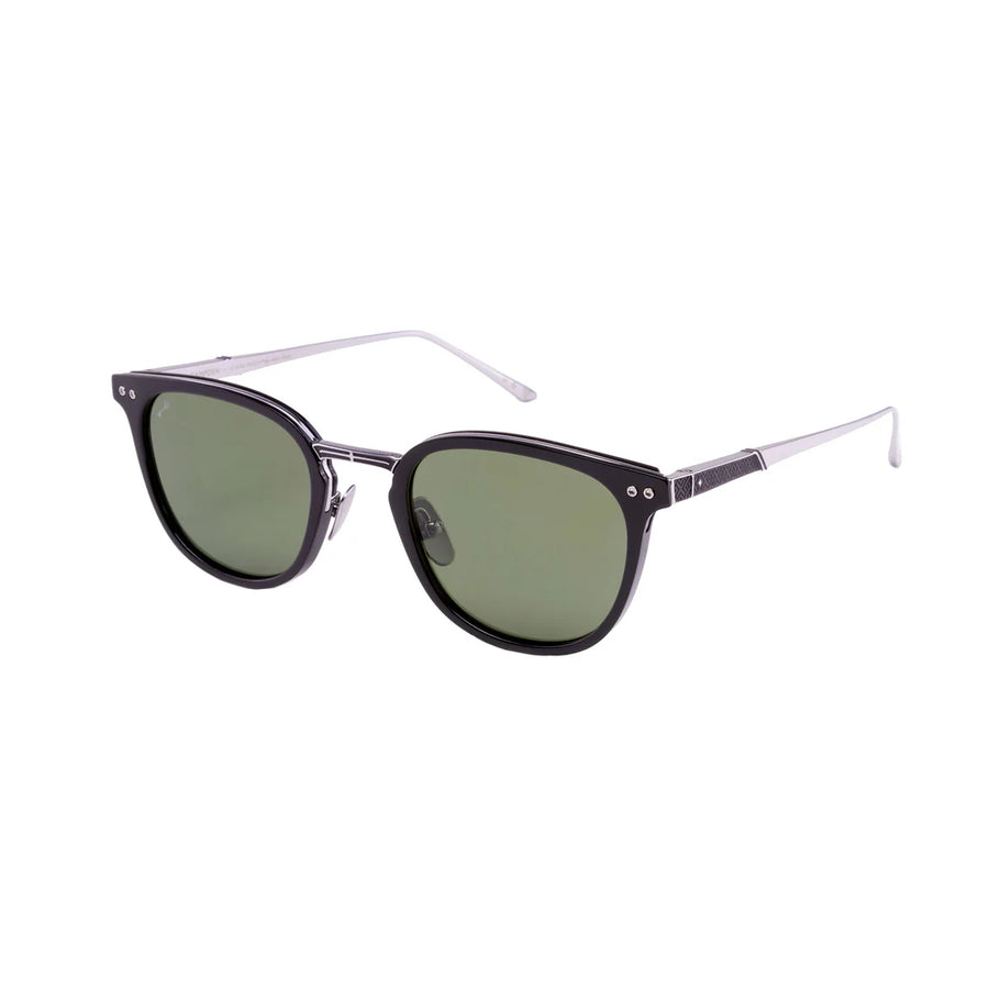 Leisure Society | Campden | Black / 12k Silver (Green Lenses)