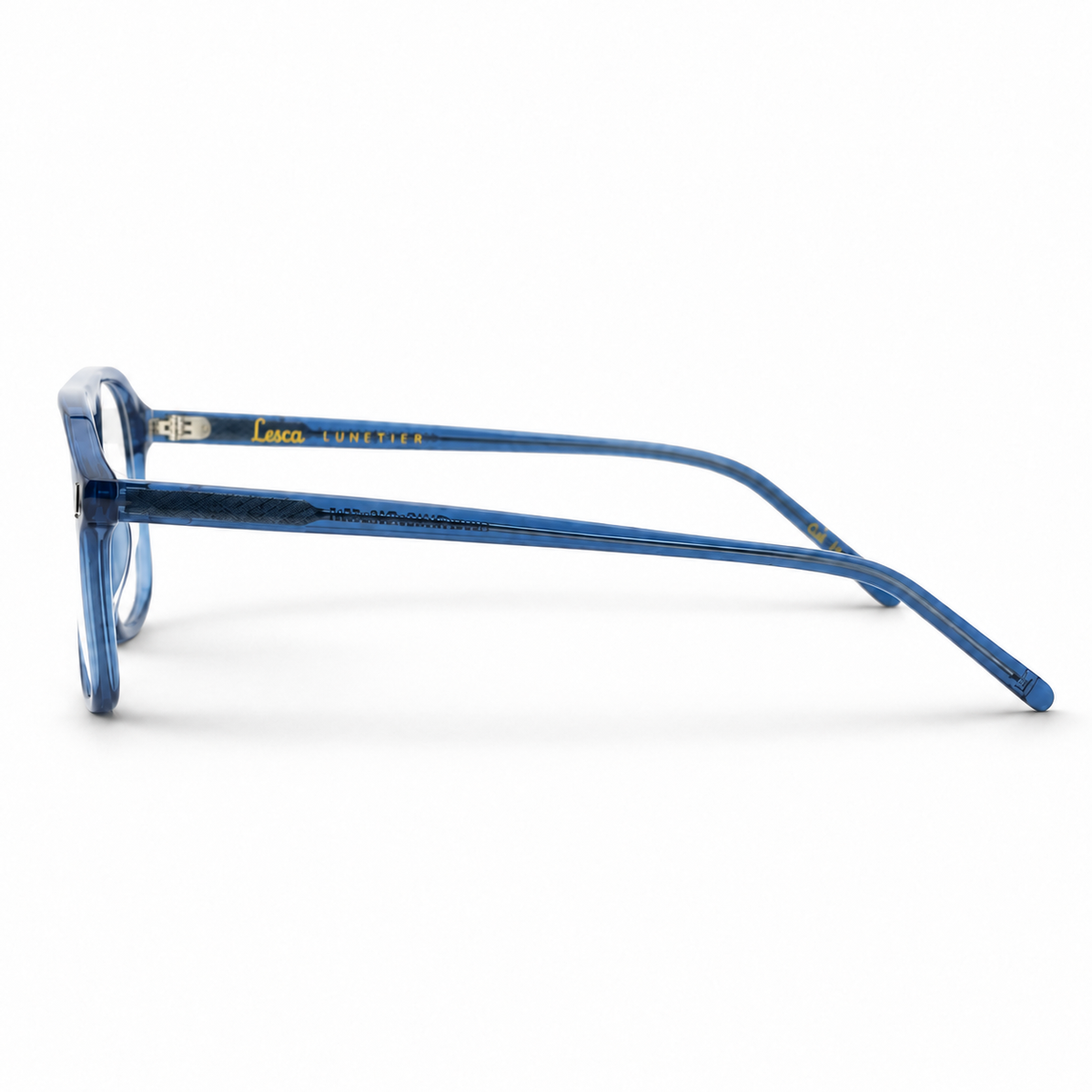 Lesca Lunetier Club F19 blu trasparente – vista laterale con entrambe le aste