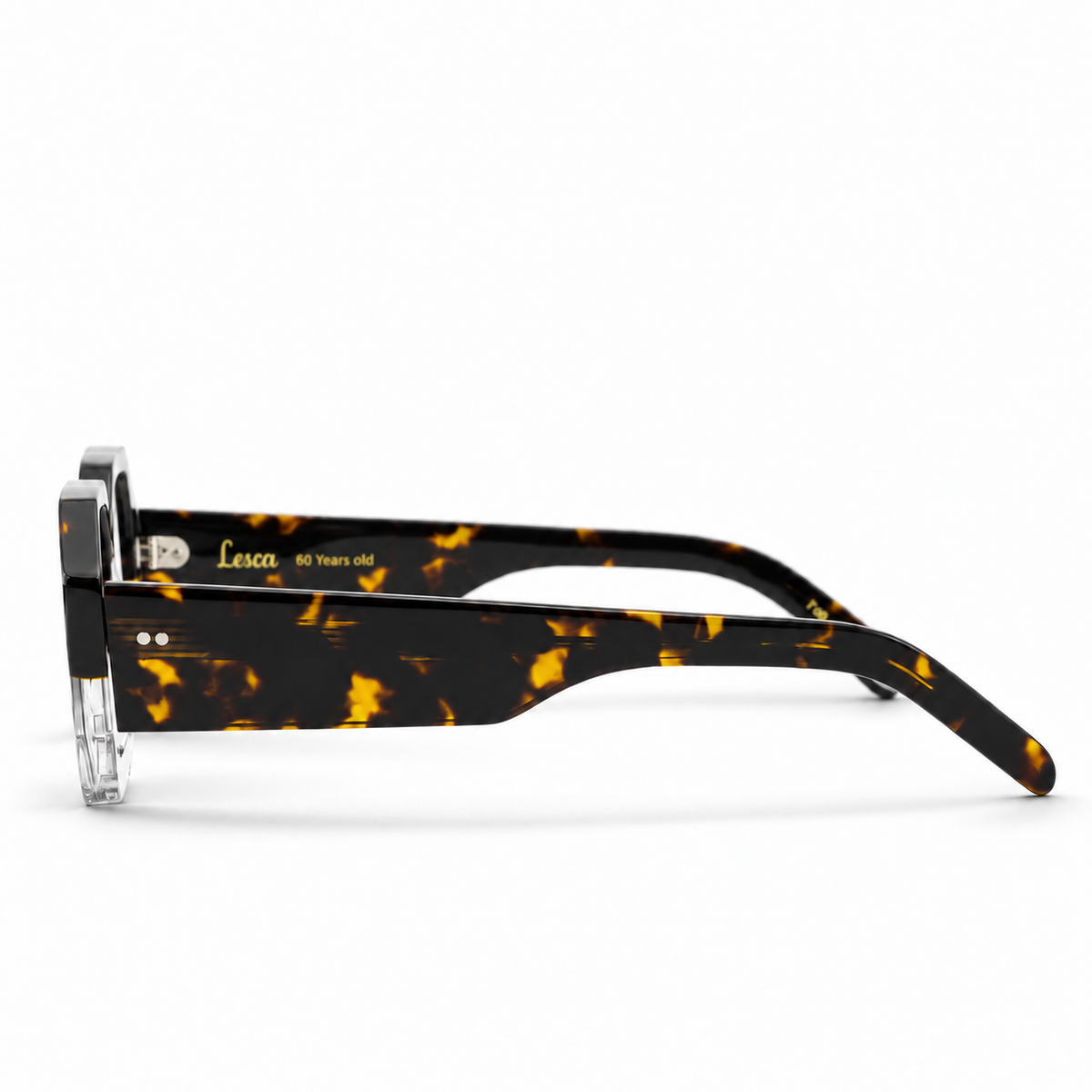 Lesca Lunetier Lady 1722 tortoise e cristallo – side view with both temples