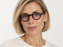 Lesca Burt worn by a woman – fit reference, model in tortoise