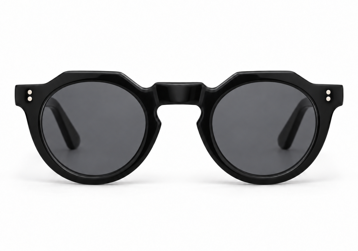 Lesca Lunetier Pica Black – sunglasses with grey lenses, front view