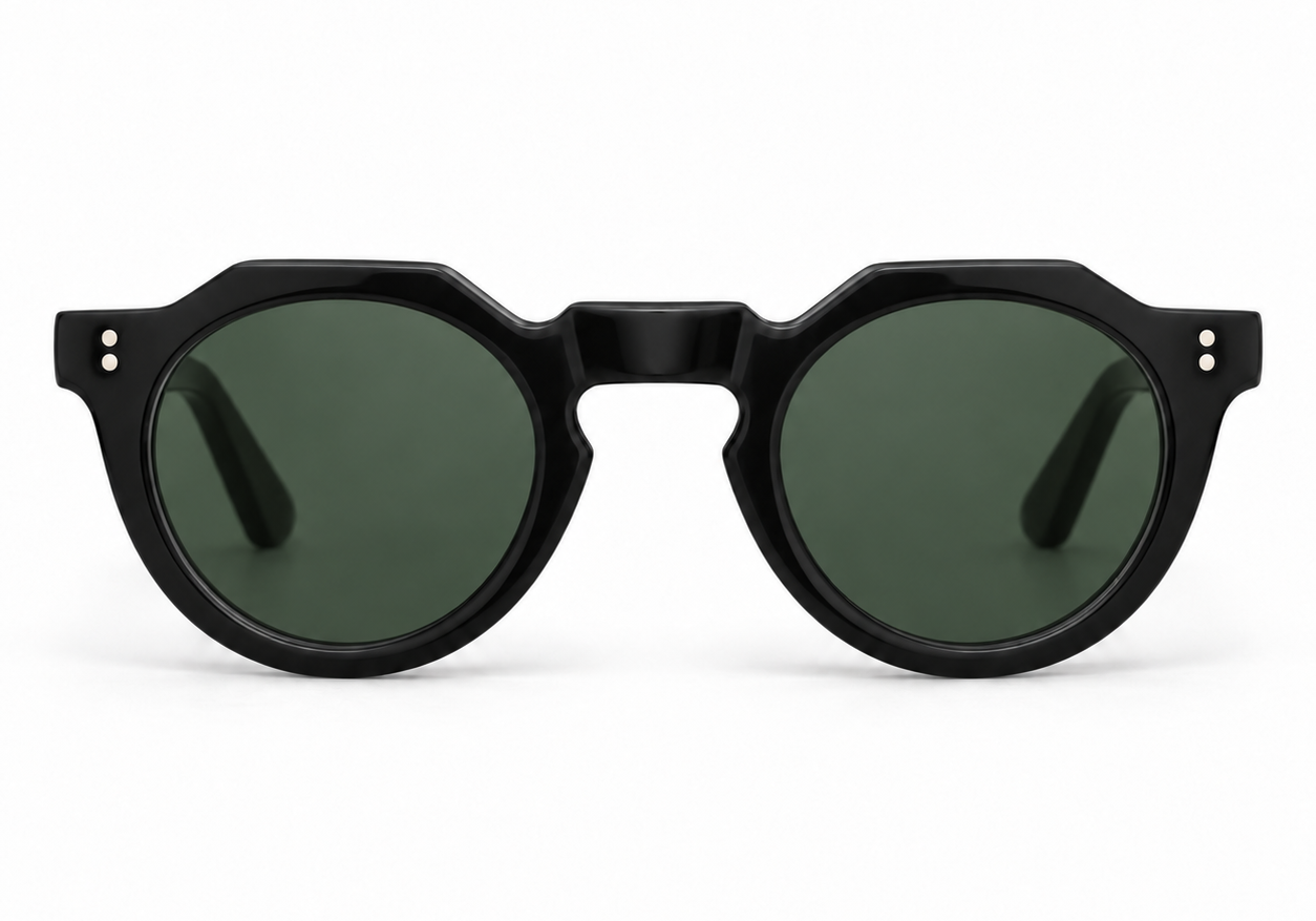 Lesca Lunetier Pica Black – Sonnenbrille mit lenti verdi, Frontansicht