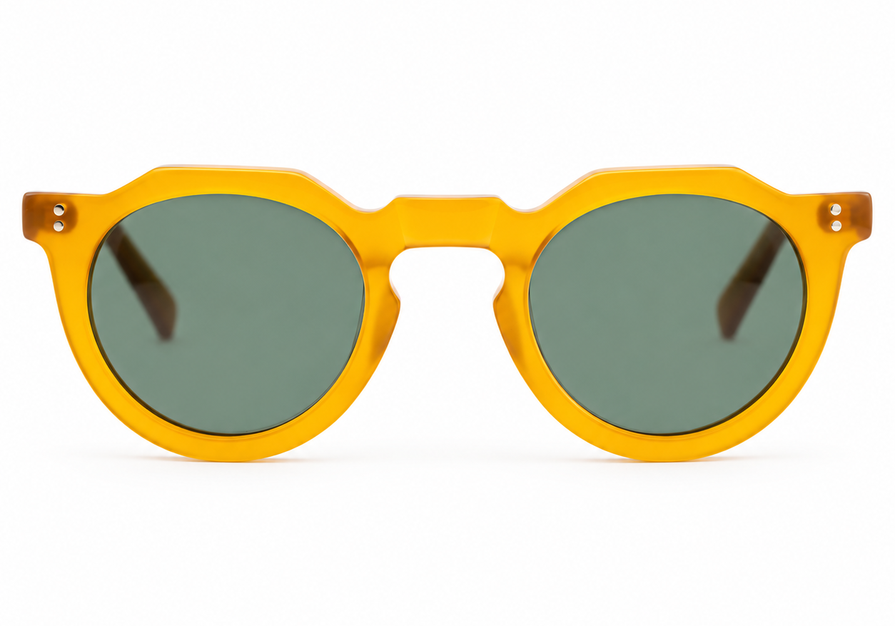 Lesca Lunetier Picas col. 1 Miel in acetato color miele, lenti verde grau – Frontansicht