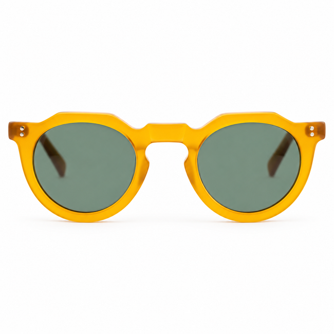 Lesca Lunetier Picas col. 1 Miel in acetato color miele, lenti verde grigio – vista frontale