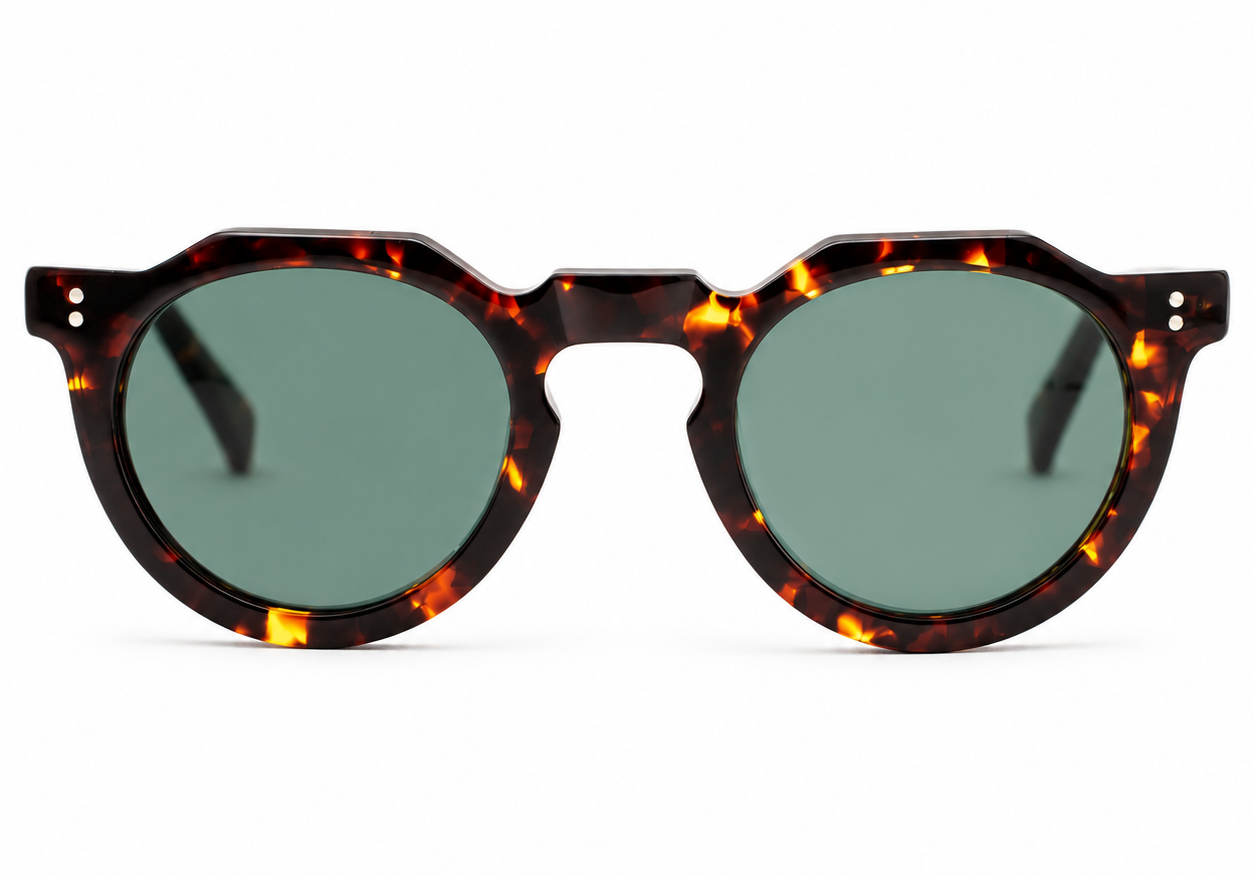 Lesca Lunetier Picas col. 424 in acetato dunkles Havanna, lenti verde grau – Frontansicht