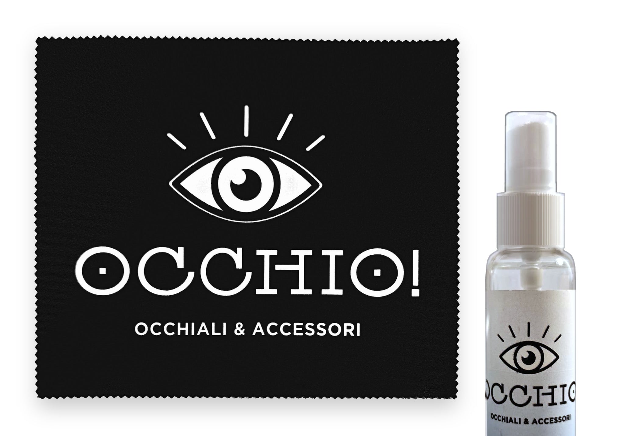 OCCHIO! | Kit pulizia occhiali | Spray 30 ml + panno
