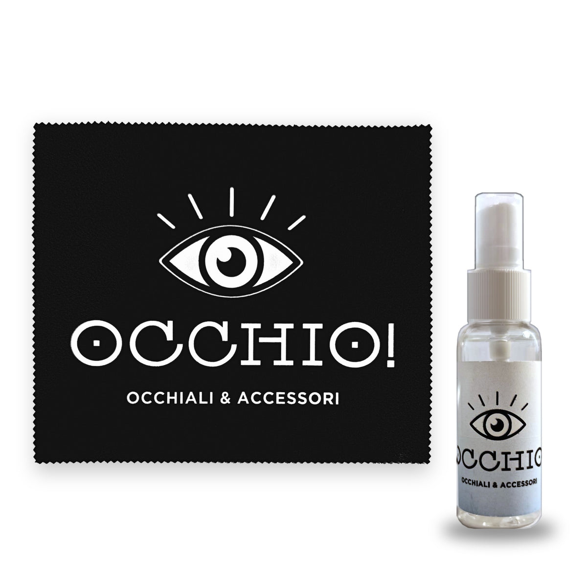 OCCHIO! | Kit pulizia occhiali | Spray 30 ml + panno